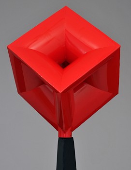 Work: John Simms Red Imploding Cube (18")