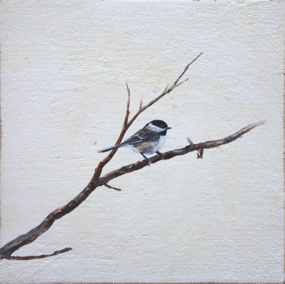 Peter Hoffer, Black Capped Chickadee 2, 2015
Encaustic, Acrylic, and Clay on Linen, 24 x 24 in.
&bull;