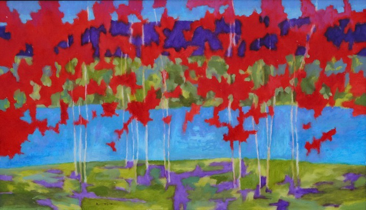 Marshall Noice, Lakeside Maples
Oil on Canvas, 46 x 80 in.