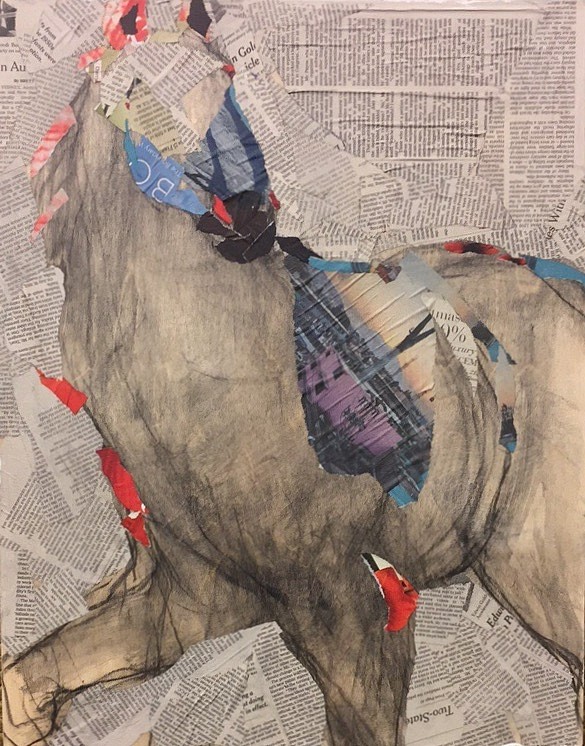 Helen Durant, A Timely Horse, 2017
Acrylic and Collage on Canvas, 20 x 16 in.