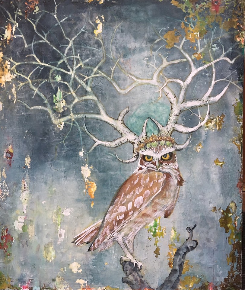 Chris Reilly, Owl Queen
Encaustic on Panel, 48 x 40 in.