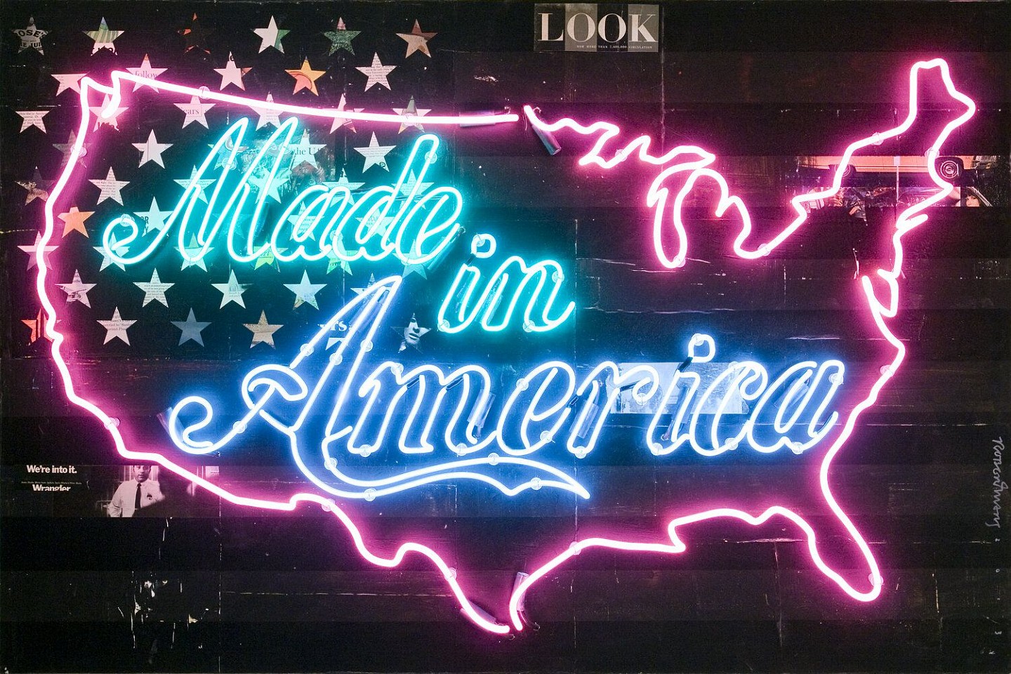 Robert Mars, Made in America Commission
Mixed Media and Collage on Wood Panel with Neon Tubing, 35 x 50 in. (88.9 x 127 cm)
SOLD
07787
&bull;