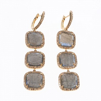 Work: Labradorite Diamond 14k Gold Earrings