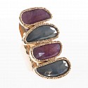 Krysia Renau, 5 Sapphire Stone Ring
Blue and Pink Sapphires set in 24k heavy gold plated hammered brass