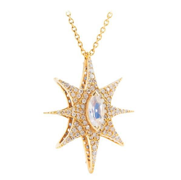 Lauren Harper, Diamond and Rainbow Moonstone Star Pendant
1.60 Carat Diamond, Rainbow Moonstone, 18kt Gold, 29 in. (73.7 cm)
08170
$7,500