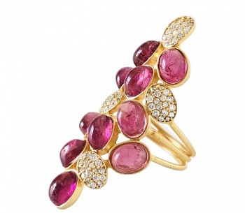 Work: Pink Tourmaline and Diamond Cocktail Statement Ring $5,600