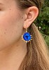 blue azurite diamonds 18 k gold earrings