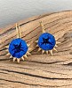 blue azurite diamonds 18 k gold earrings