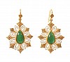green tourmaline diamond gold earrings