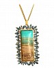 opalized wood aquamarine 18 k gold necklace