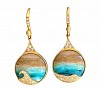 opalized wood diamonds 18 k gold earrings