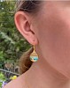 opalized wood diamonds 18 k gold earrings