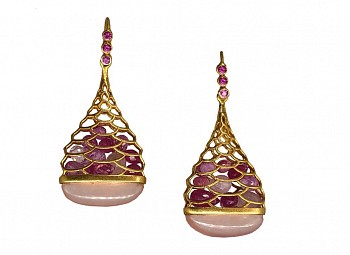 Lauren Harper - Rose Quartz and Pink Sapphire Earrings $2,600