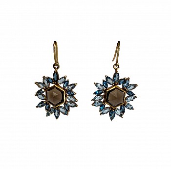 Lauren Harper - Smokey, Aqua and London Blue Topaz Earrings $3,800