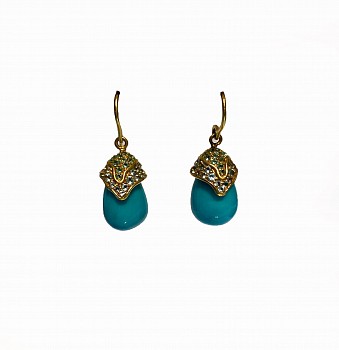 Lauren Harper - Turquoise, Emerald and Aqua Gold Drop Earrings $2,995